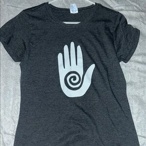 Gray T-Shirt with White Hand Spiral Design